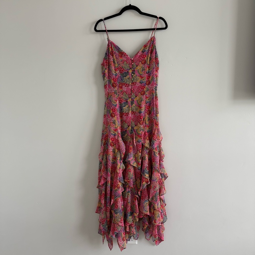 12th Tribe Pink Floral Tiered Maxi Dress